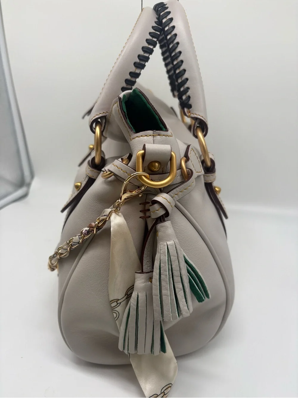 Dooney & Bourke Florentine Ecru Leather Satchel New